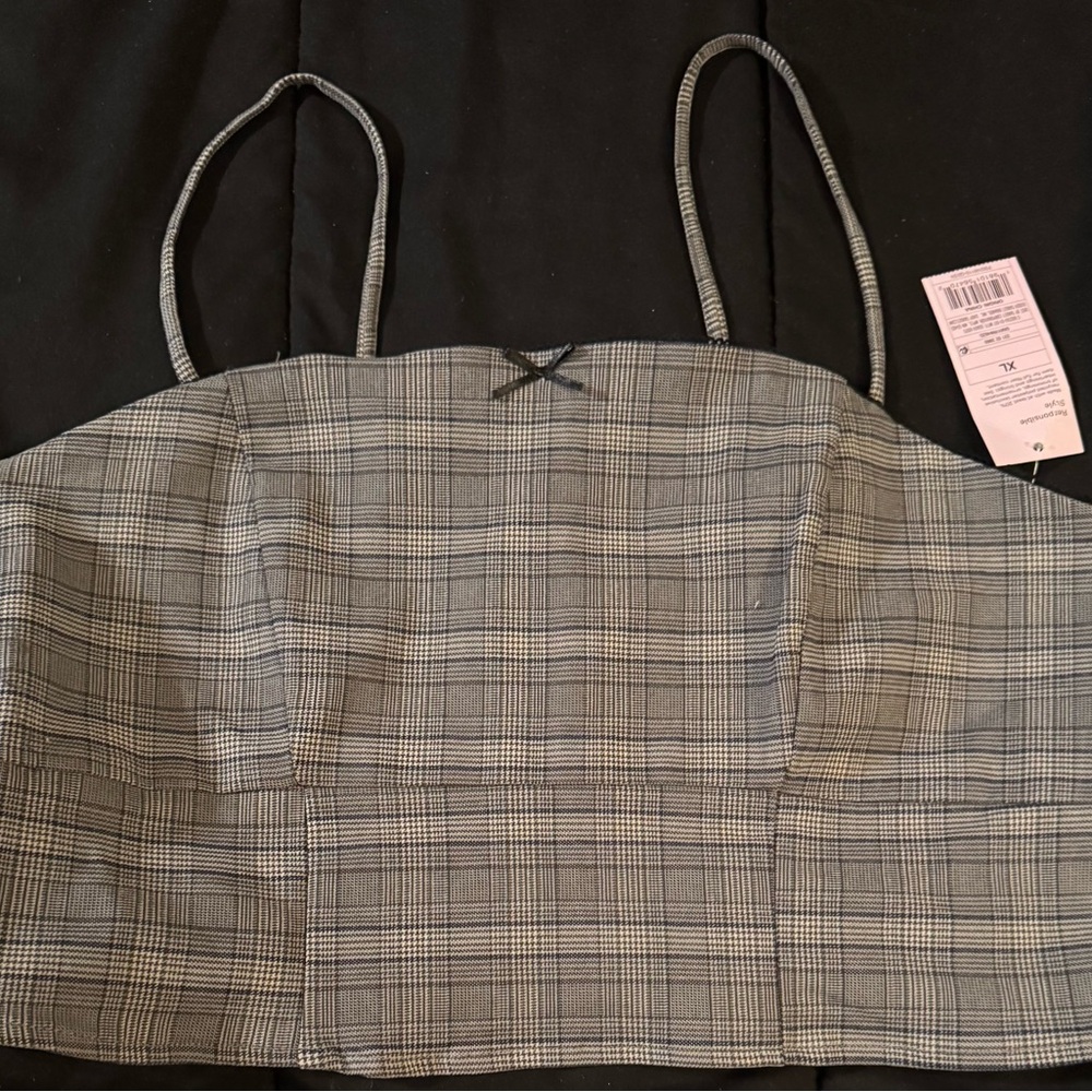 Gray Plaid Crop Top